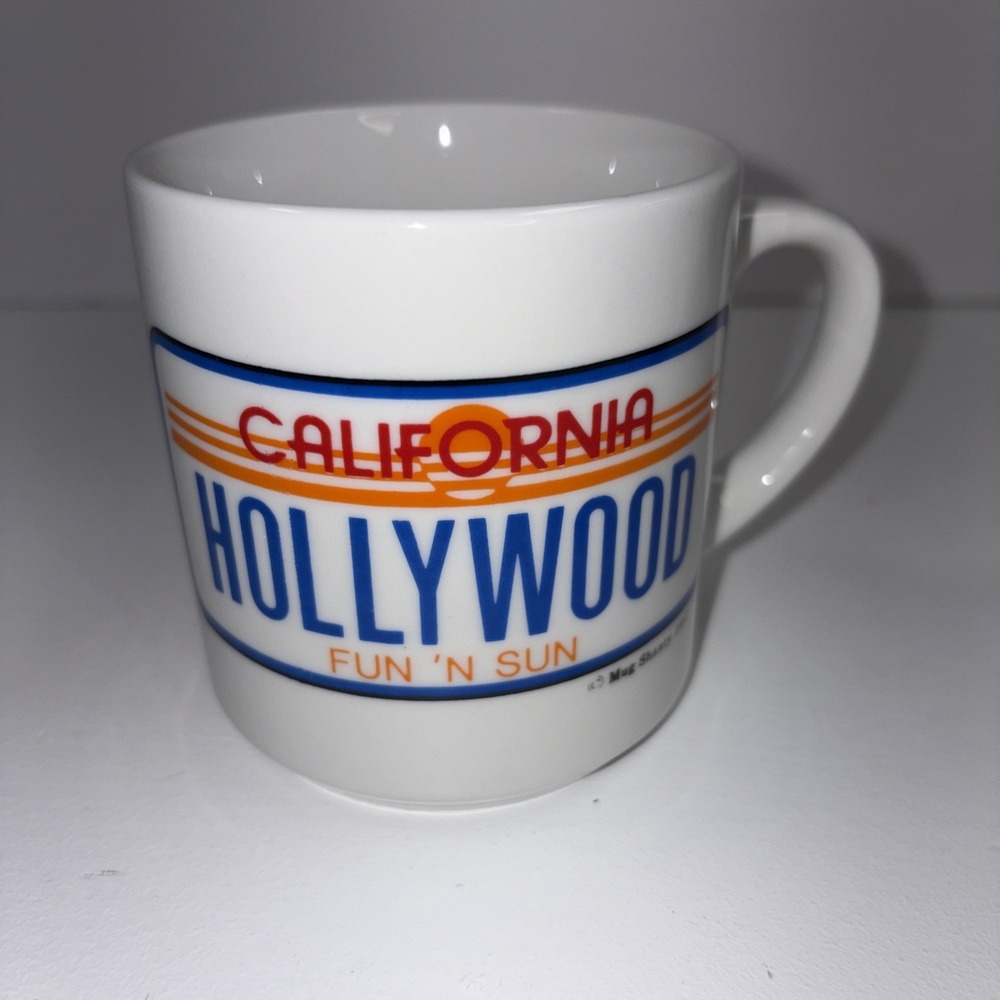 Vintage 1987 California Hollywood FUN N' SUN 80s License Plate Mug Shanty- Rare